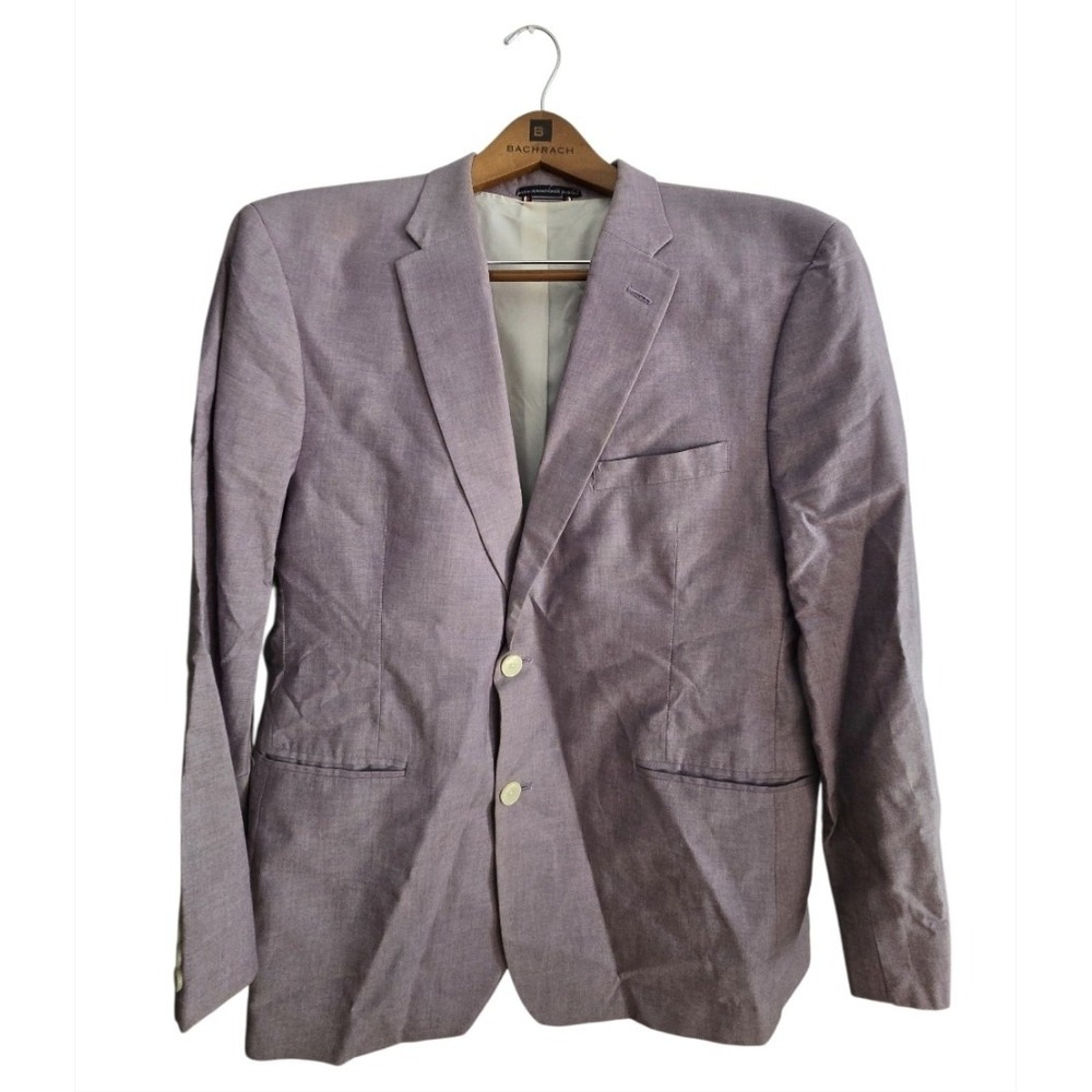 Tommy Hilfiger Mens Blazer Jacket Purple Pink Linen Blend 2-Button Sport Coat...